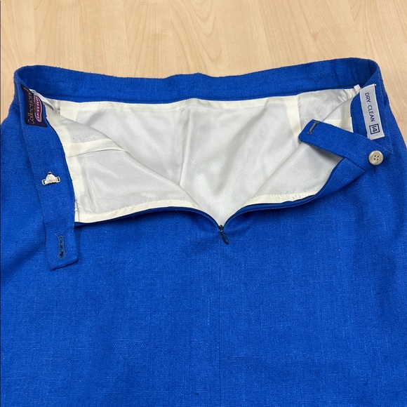 90s Vintage Cricketeer Bright Blue Classic Tweed Lined Pencil Skirt 14 - Picture 4 of 7